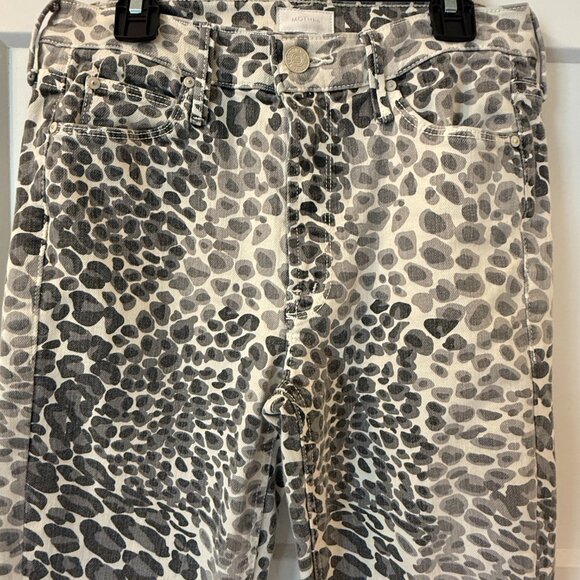 MOTHER “The Dazzler” Leopard Skinny/Crop Jeans | Size 26 | Grey/Cream/Charcoal - Picture 11 of 12